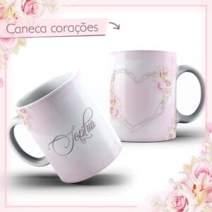 Arte Caneca Corações - Arquivo Digital