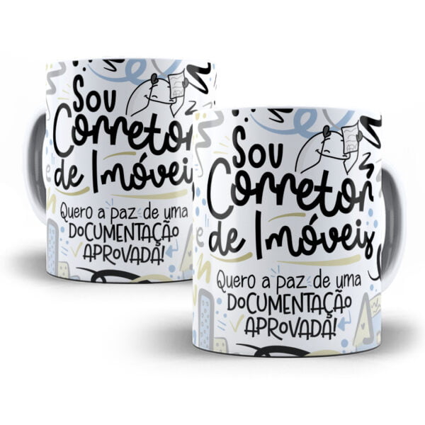 Arte Caneca Corretor(a) de Imóveis Flork Frase Profissão Png