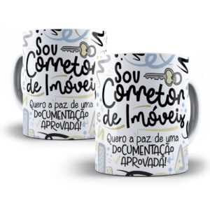 Arte Caneca Corretor(a) de Imóveis Flork Frase Profissão Png