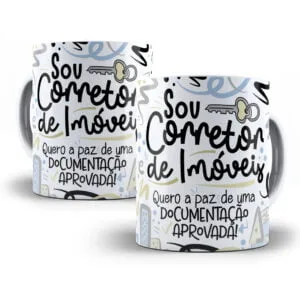 Arte Caneca Corretor(a) de Imóveis Flork Frase Profissão Png