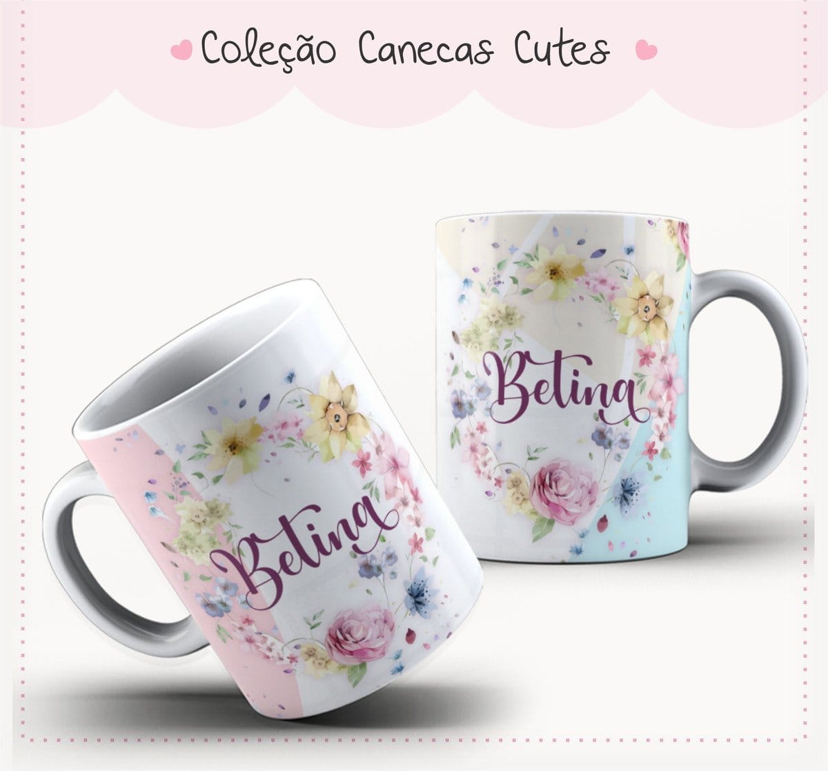 Arte Caneca Cute Floral Aquarela Pastel 1 Arte Caneca Cute Floral Aquarela Pastel