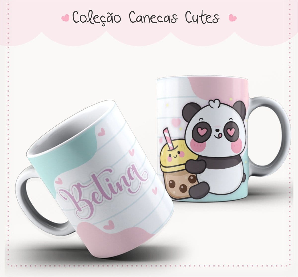 Arte Caneca Cute Panda Bubble Tea Estampa 1 Arte Caneca Cute Panda Bubble Tea Estampa