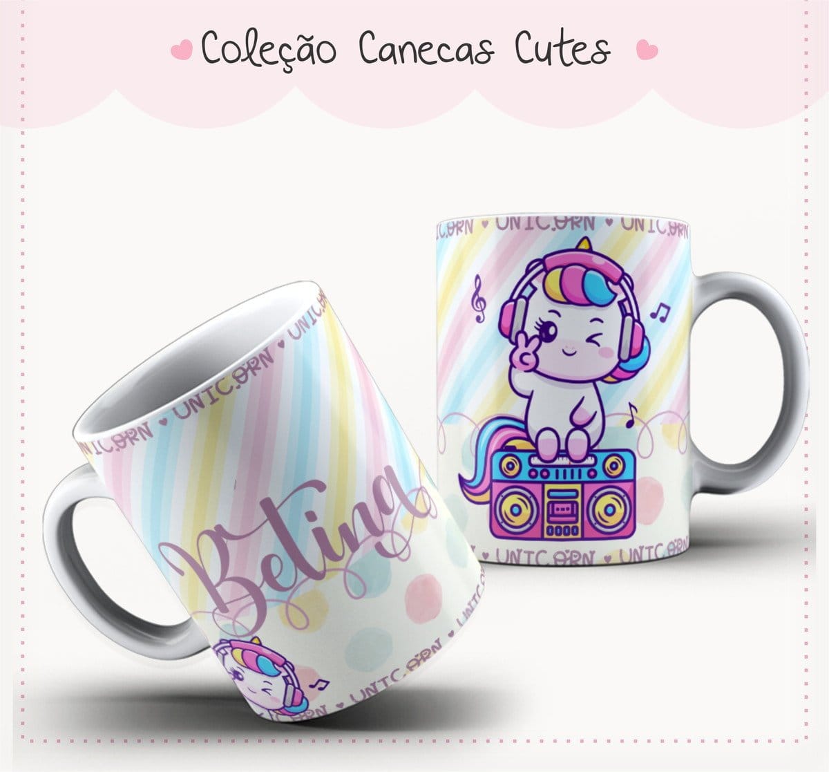 Arte Caneca Cute Unicornio Musical para Sublimacao 1 Arte Caneca Cute Unicornio Musical para Sublimacao