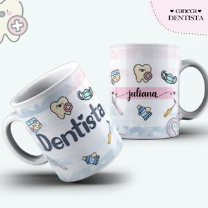 Arte Caneca Dentista Feminina - Arquivo Digital