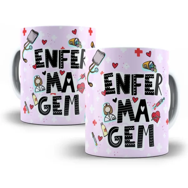 Arte Caneca Enfermagem Lilás Profissões