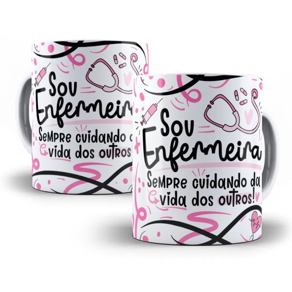 Arte Caneca Enfermeiro(a) Flork Frase Profissão Em Png