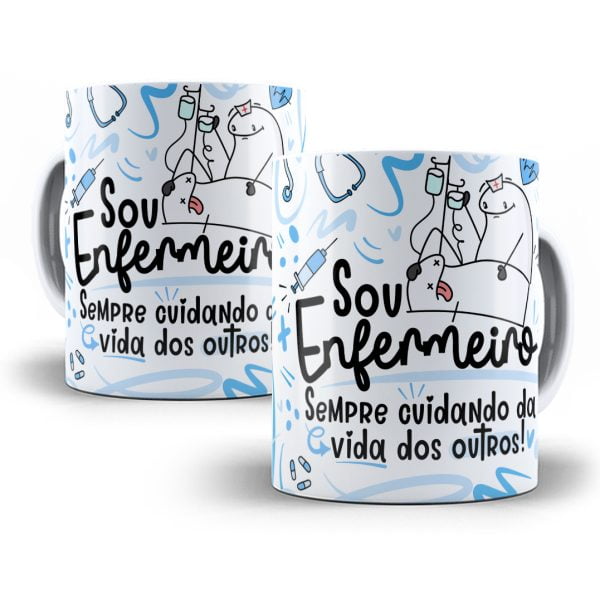 Arte Caneca Enfermeiro(a) Flork Frase Profissão Em Png