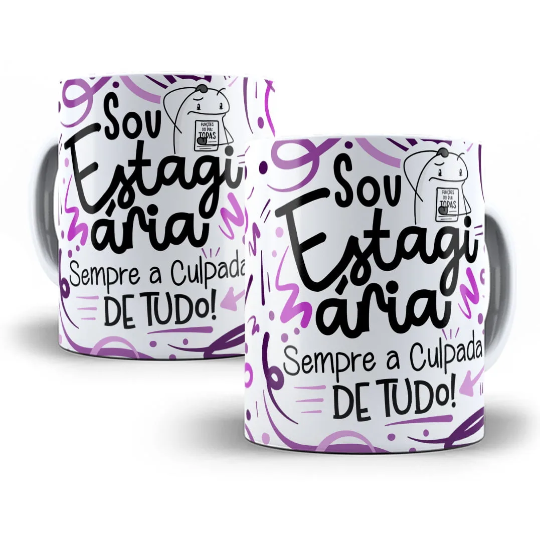 Arte Caneca Estagiário(a) Flork Frase Profissão Em Png