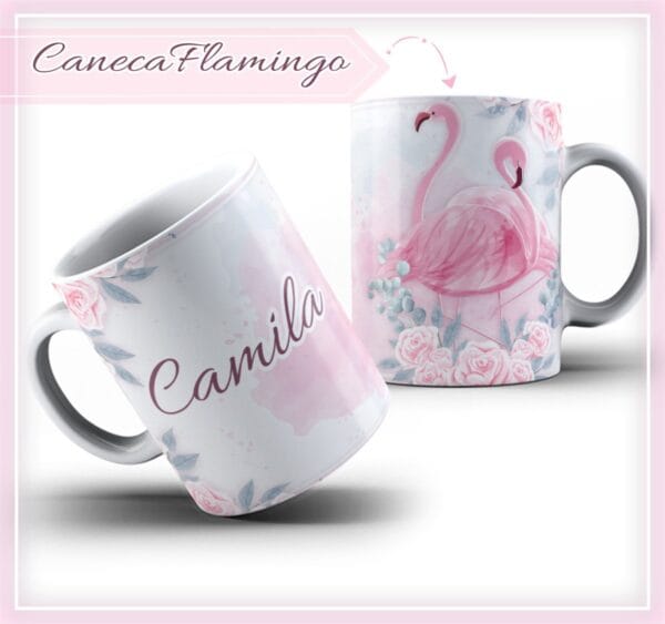 Arte Caneca Flamingo - Arquivo Digital
