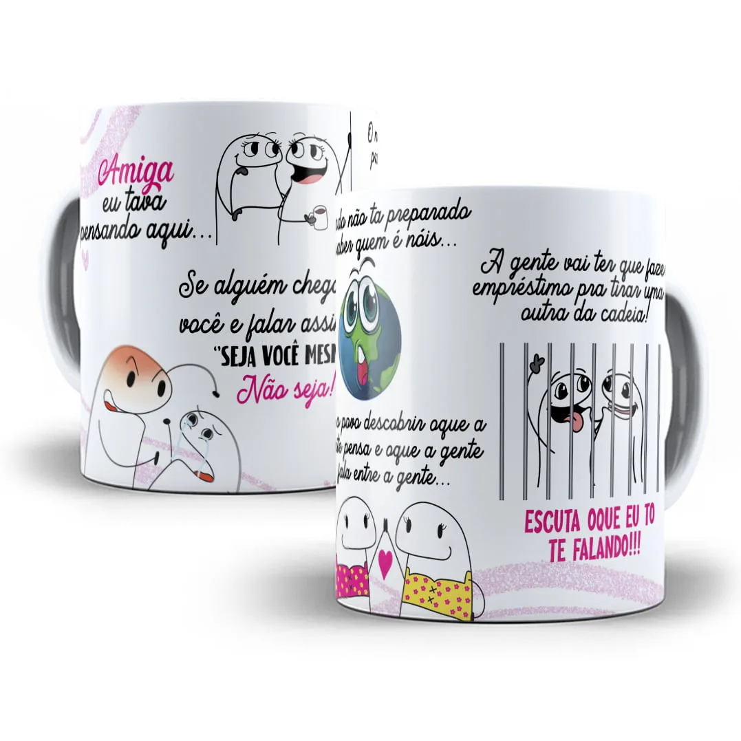 Arte Caneca Flork Amigas Apocalípticas Meme Frase Engraçada