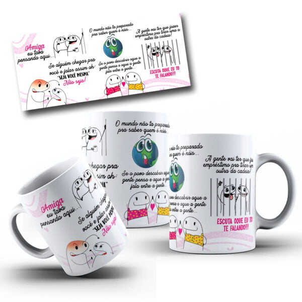 Arte Caneca Flork Amigas Apocalípticas Meme Frase Engraçada