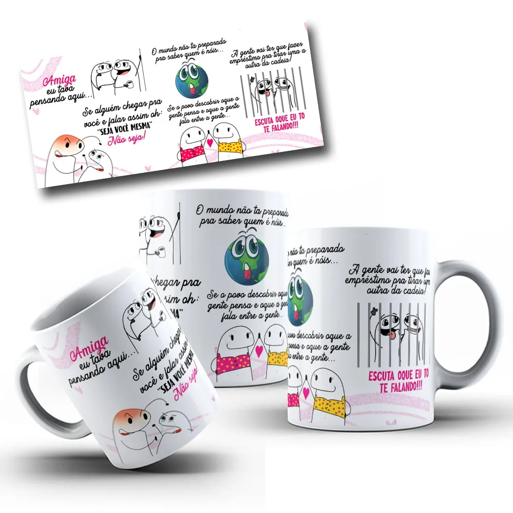 Arte Caneca Flork Amigas Apocalípticas Meme Frase Engraçada