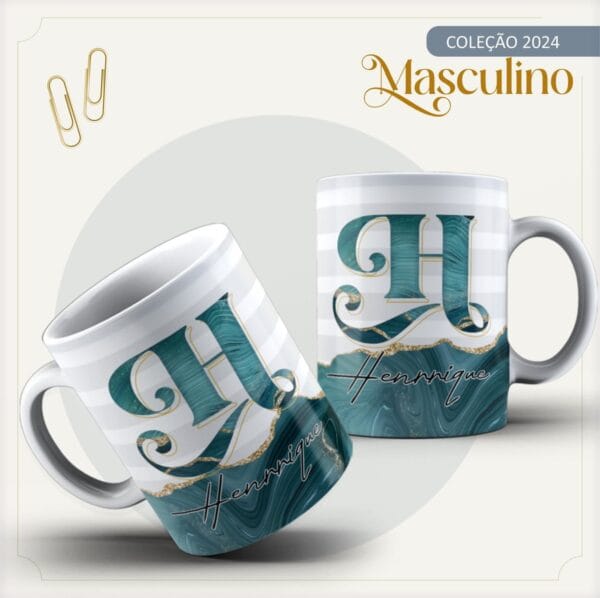 Arte Caneca Masculina Alfabeto Sublimação - Arquivo Digital