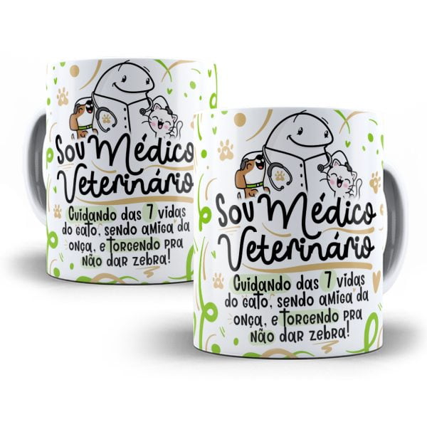 Arte Caneca Médico(a) Veterinário(a) Flork Frase Profissão