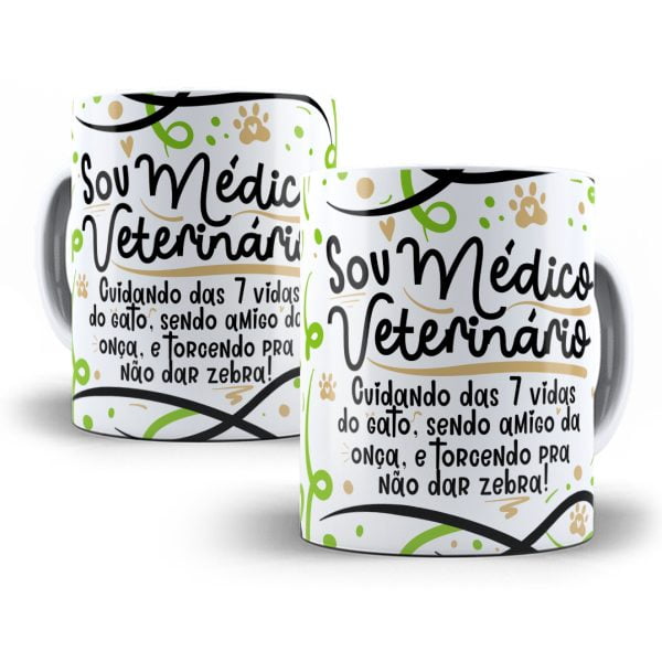 Arte Caneca Médico(a) Veterinário(a) Flork Frase Profissão