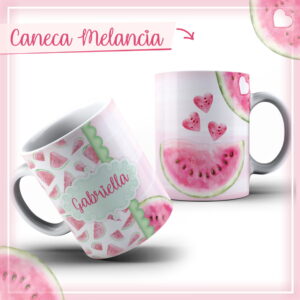 arte caneca melancia em aquarela para sublimacao