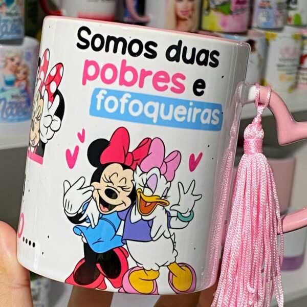 Arte Caneca Minnie & Margarida Amigas Pobres e Fofoqueiras