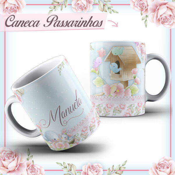 Arte Caneca Passarinhos - Arquivo Digital