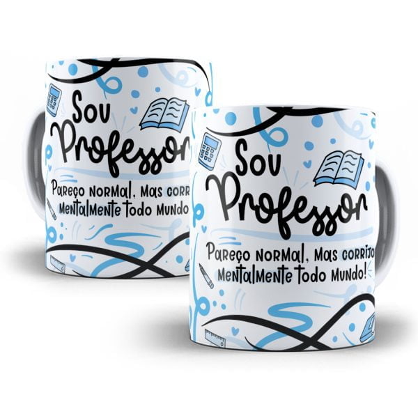 Arte Caneca Professor(a) Flork Frase Profissão Em Png