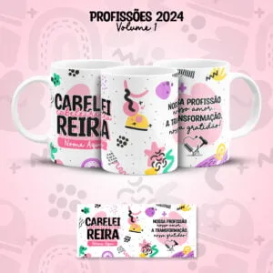 Arte Caneca Profissões Cabeleireira Frases Coloridas