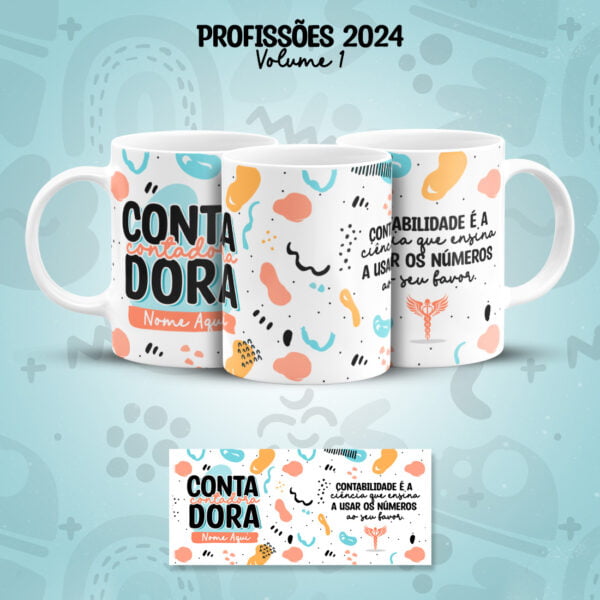 Arte Caneca Profissões Contabilidade Contador(a) Colorida