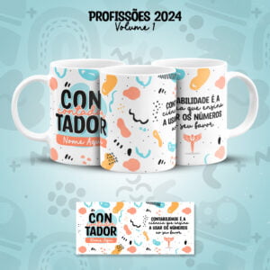 Arte Caneca Profissões Contabilidade Contador(a) Colorida