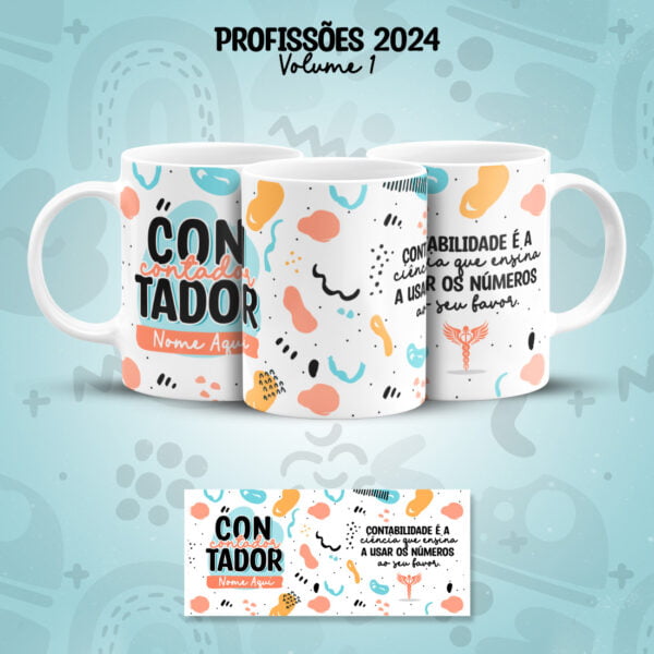Arte Caneca Profissões Contabilidade Contador(a) Colorida