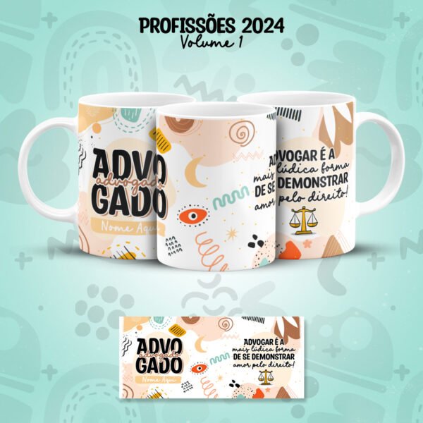 Arte Caneca Profissões Direito Advogado(a) Frases Coloridas