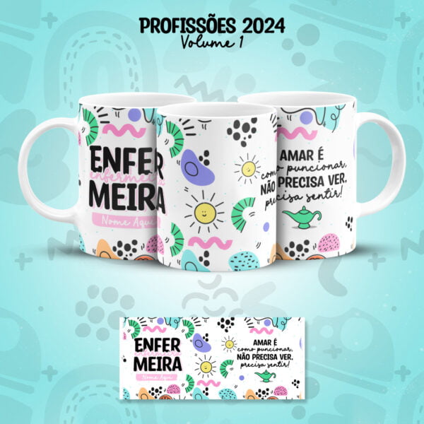 Arte Caneca Profissões Enfermagem Enfermeiro(a) Coloridas