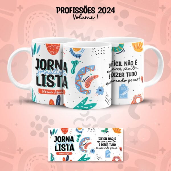 Arte Caneca Profissões Jornalismo Jornalista Frases Coloridas