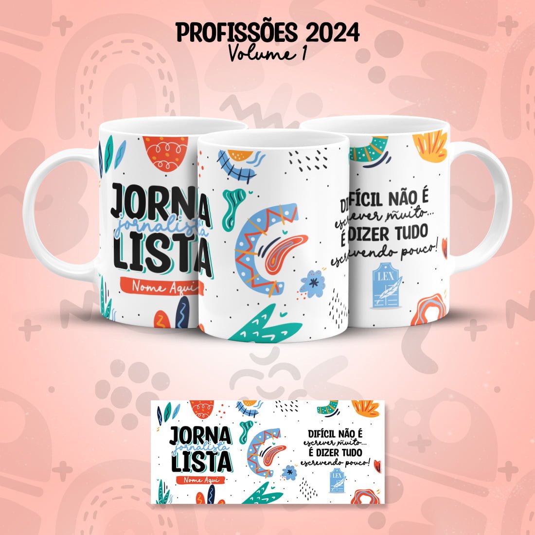 Arte Caneca Profissões Jornalismo Jornalista Frases Coloridas