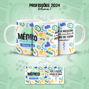 Arte Caneca Profissões Medicina Médico(a) Frases Coloridas