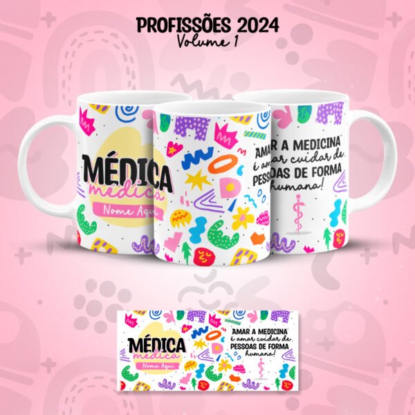 Arte Caneca Profissões Medicina Médico(a) Frases Coloridas