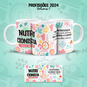 Arte Caneca Profissões Nutrição Nutricionista Colorida Png
