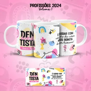 Arte Caneca Profissões Odontologia Dentista Frases Coloridas