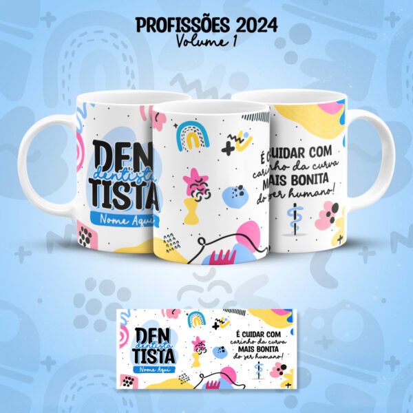 Arte Caneca Profissões Odontologia Dentista Frases Coloridas