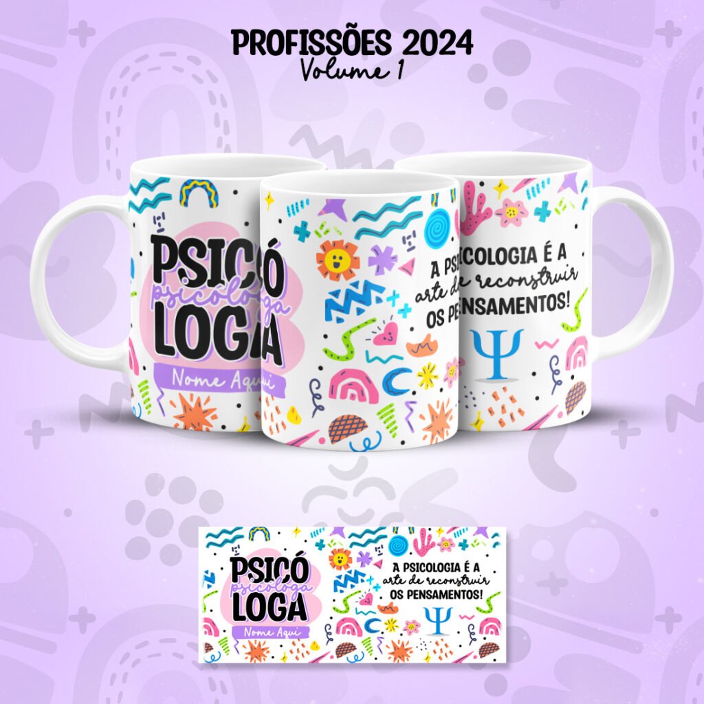Arte Caneca Psicologia Psicólogo Psicóloga PNG Personalizada