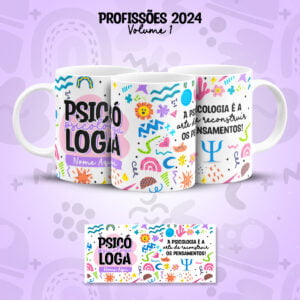 Arte Caneca Profissões Psicologia Psicólogo(a) Coloridas