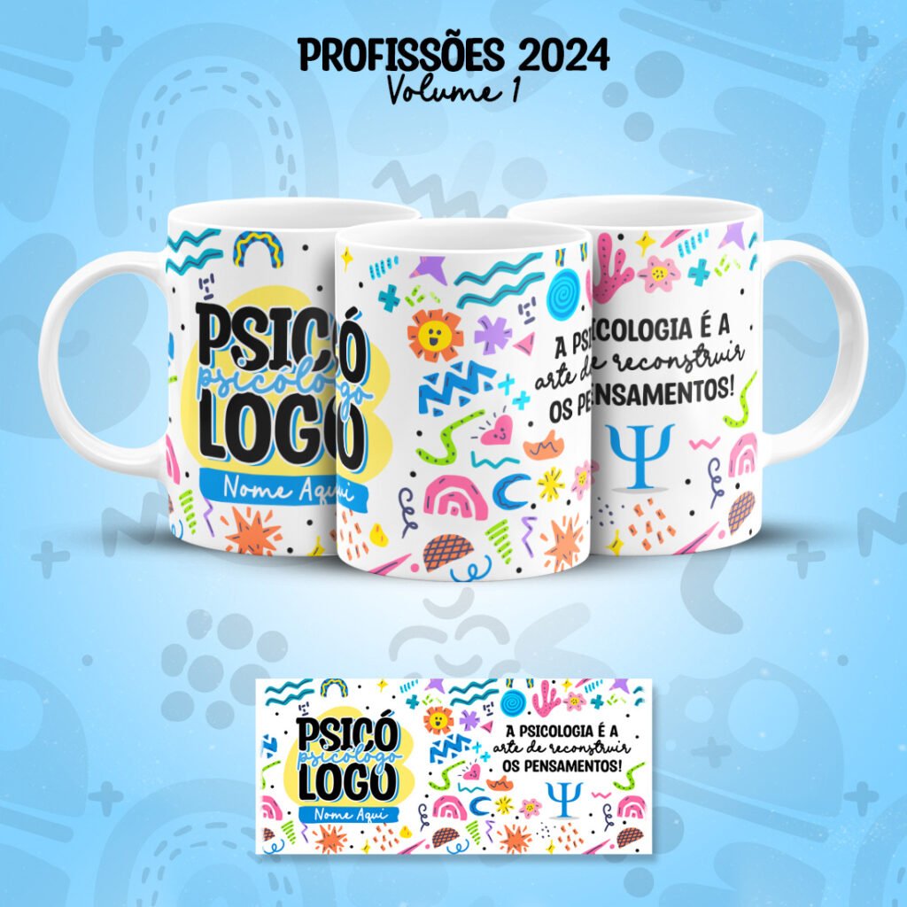 Arte Caneca Psicologia Psicólogo Psicóloga PNG Personalizada