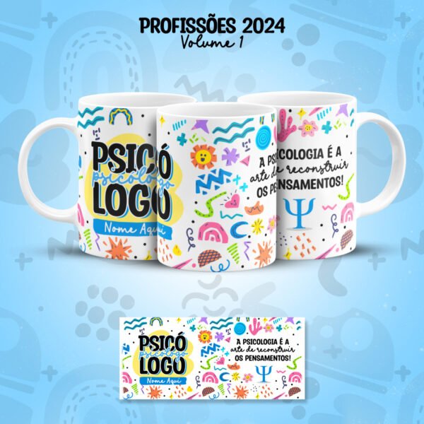 Arte Caneca Profissões Psicologia Psicólogo(a) Coloridas