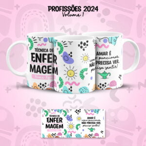 Arte Caneca Profissões Técnico(a) de Enfermagem Colorida