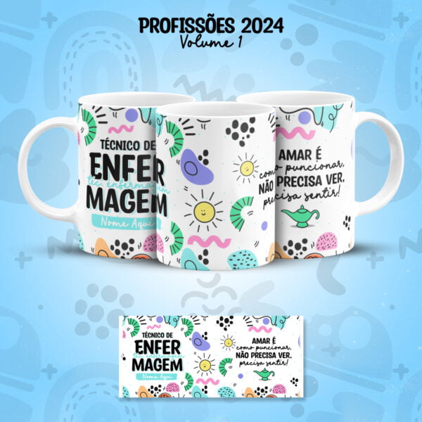 Arte Caneca Profissões Técnico(a) de Enfermagem Colorida