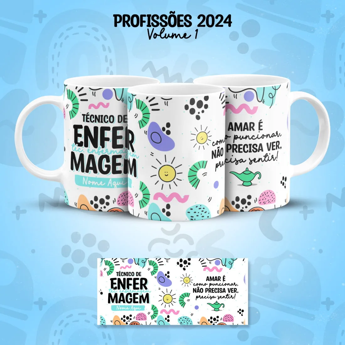 Arte Caneca Profissões Técnico(a) de Enfermagem Colorida 2 Arte Caneca Profissões Técnico(a) de Enfermagem Colorida