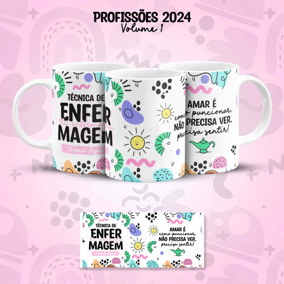 Arte Caneca Profissões Técnico(a) de Enfermagem Colorida 1 Arte Caneca Profissões Técnico(a) de Enfermagem Colorida