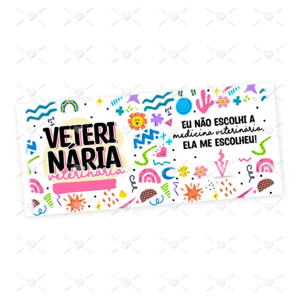 Arte Caneca Profissões Veterinário(a) Frases Coloridas