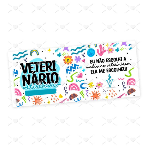 Arte Caneca Profissões Veterinário(a) Frases Coloridas
