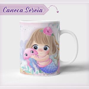 Arte Caneca Sereia Cute - Arquivo Digital