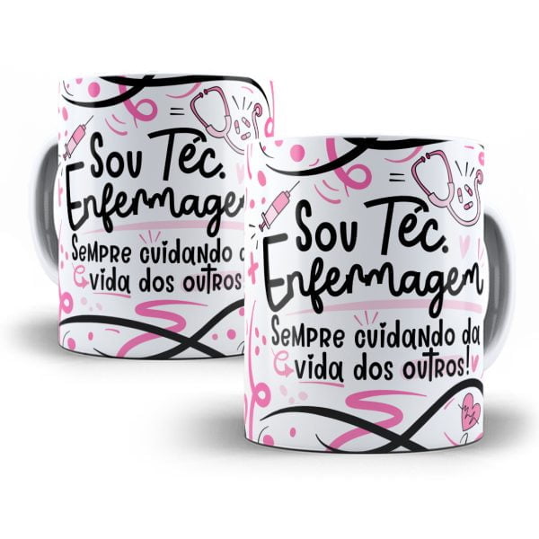 Arte Caneca Téc. Enfermagem Flork Frase Profissão Em Png