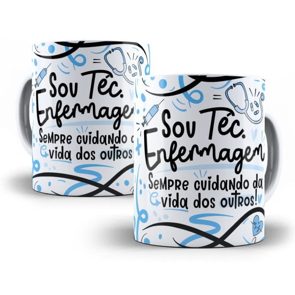 Arte Caneca Téc. Enfermagem Flork Frase Profissão Em Png