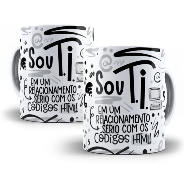 Arte Caneca TI Flork Frase Profissão Em Png